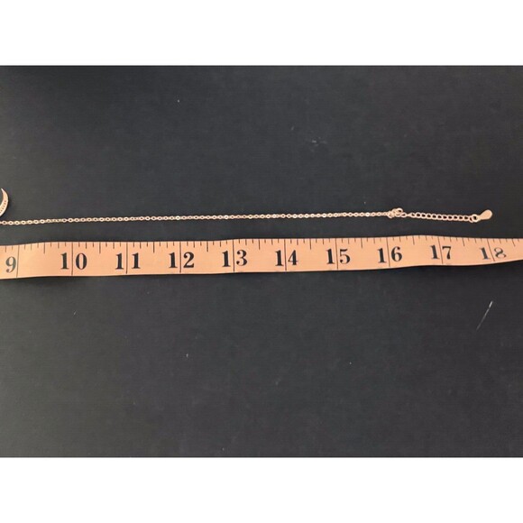 Over the Moon  16" Necklace Rainbow Stones Rose Gold Crescent Moon Double Horn - Picture 5 of 8